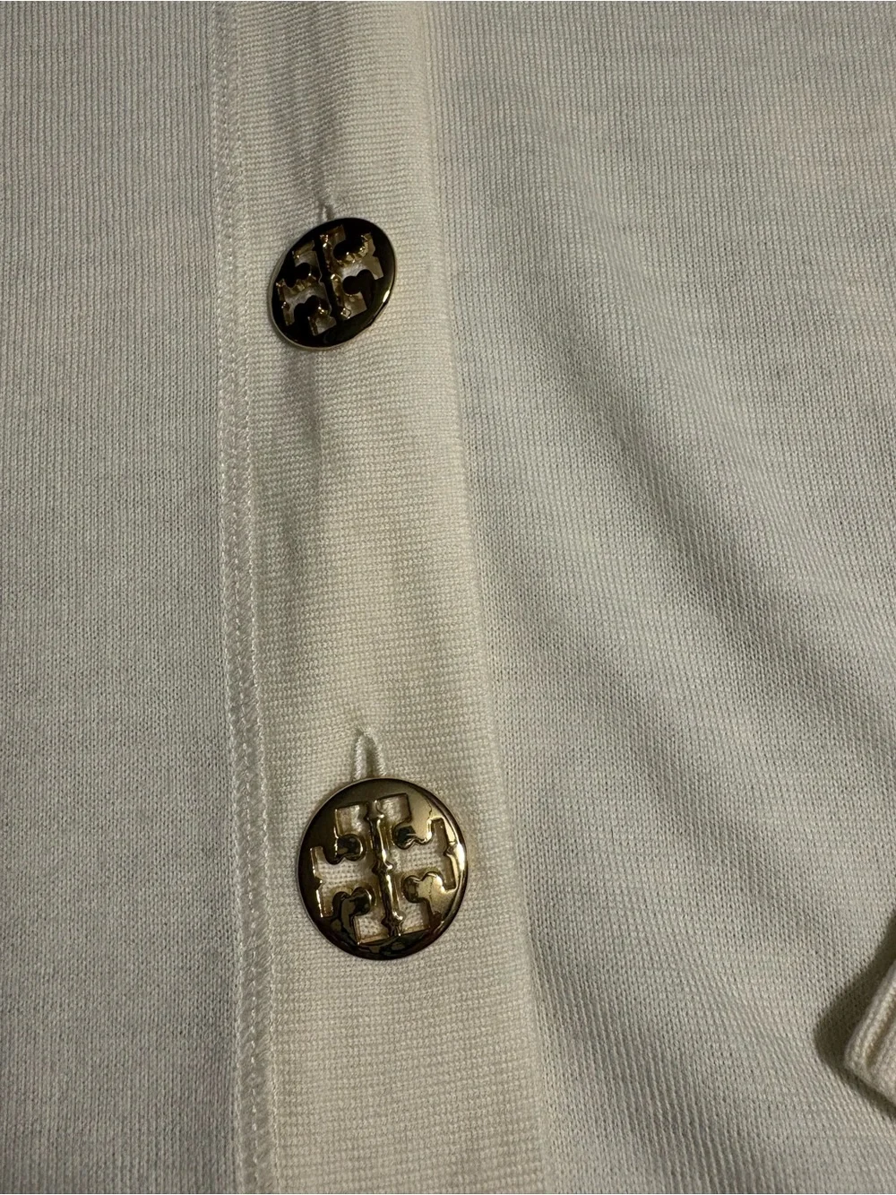 Tory Burch Womens White  cream V-Neck Button Cardigan